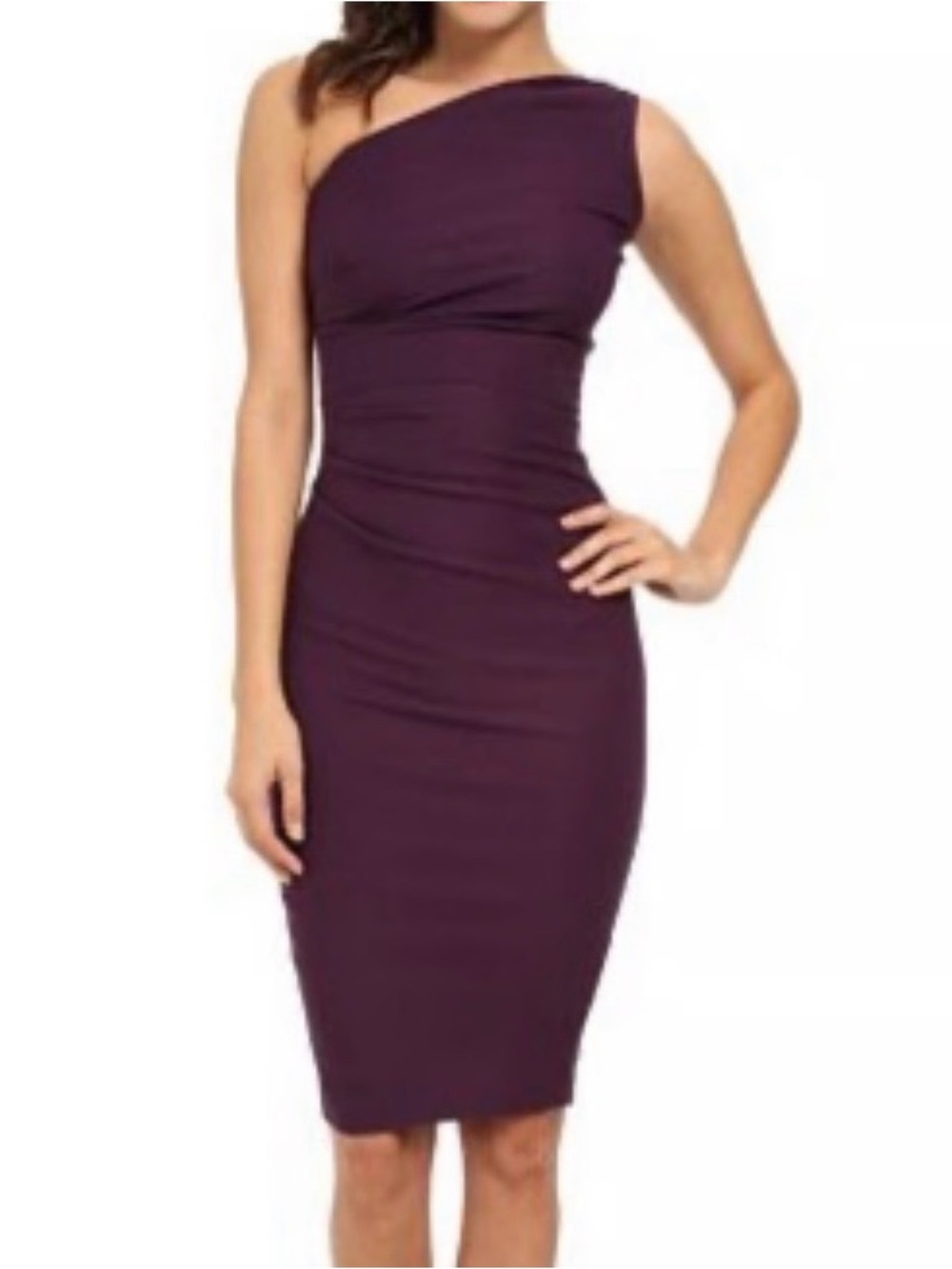 STOP STARING Ava Midi Dress Purple One Shoulder Bodycon Size 8